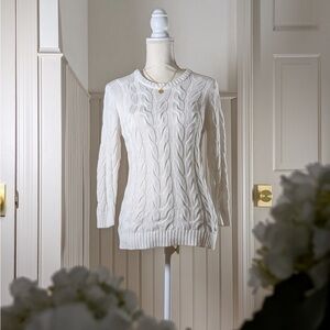 Vineyard Vines White Cable Knit Sweater XS Preppy